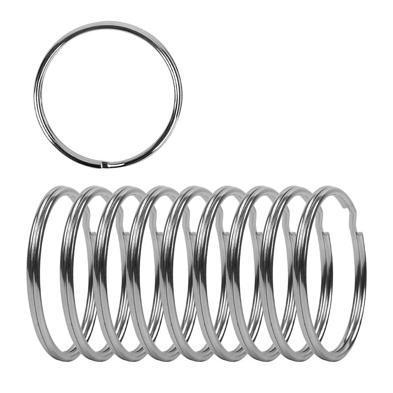 Newflager 3 Inch Flat Key Rings - Very Large Split Key Rings - Silver Steel Round Edged Circular Keychain Ring Clips - Sturdy Key Chain Ring Connector (Pack of 10) - Image 1